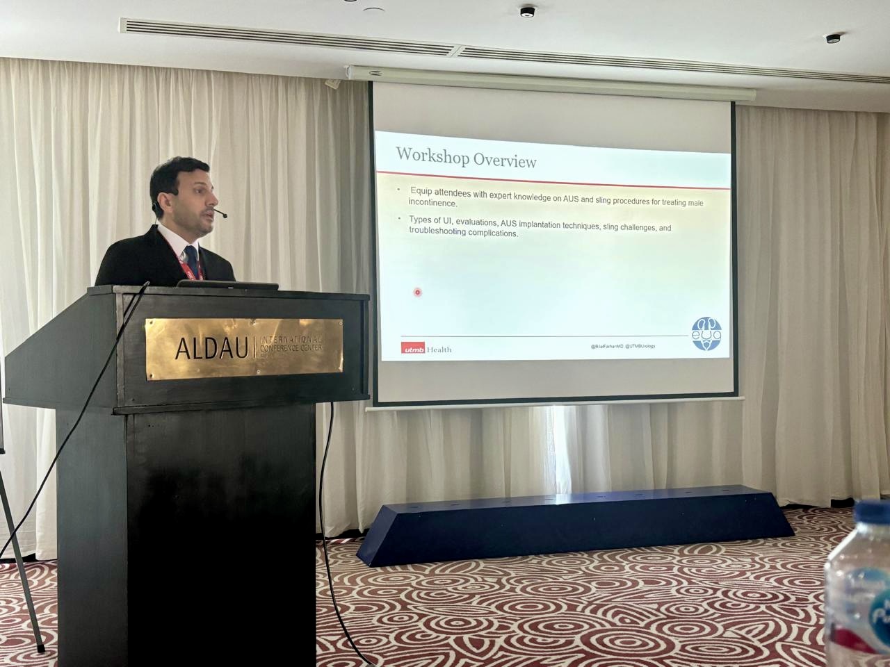 Dr. Farhan leading a workshop on AUS and sling procedures for male incontinence
