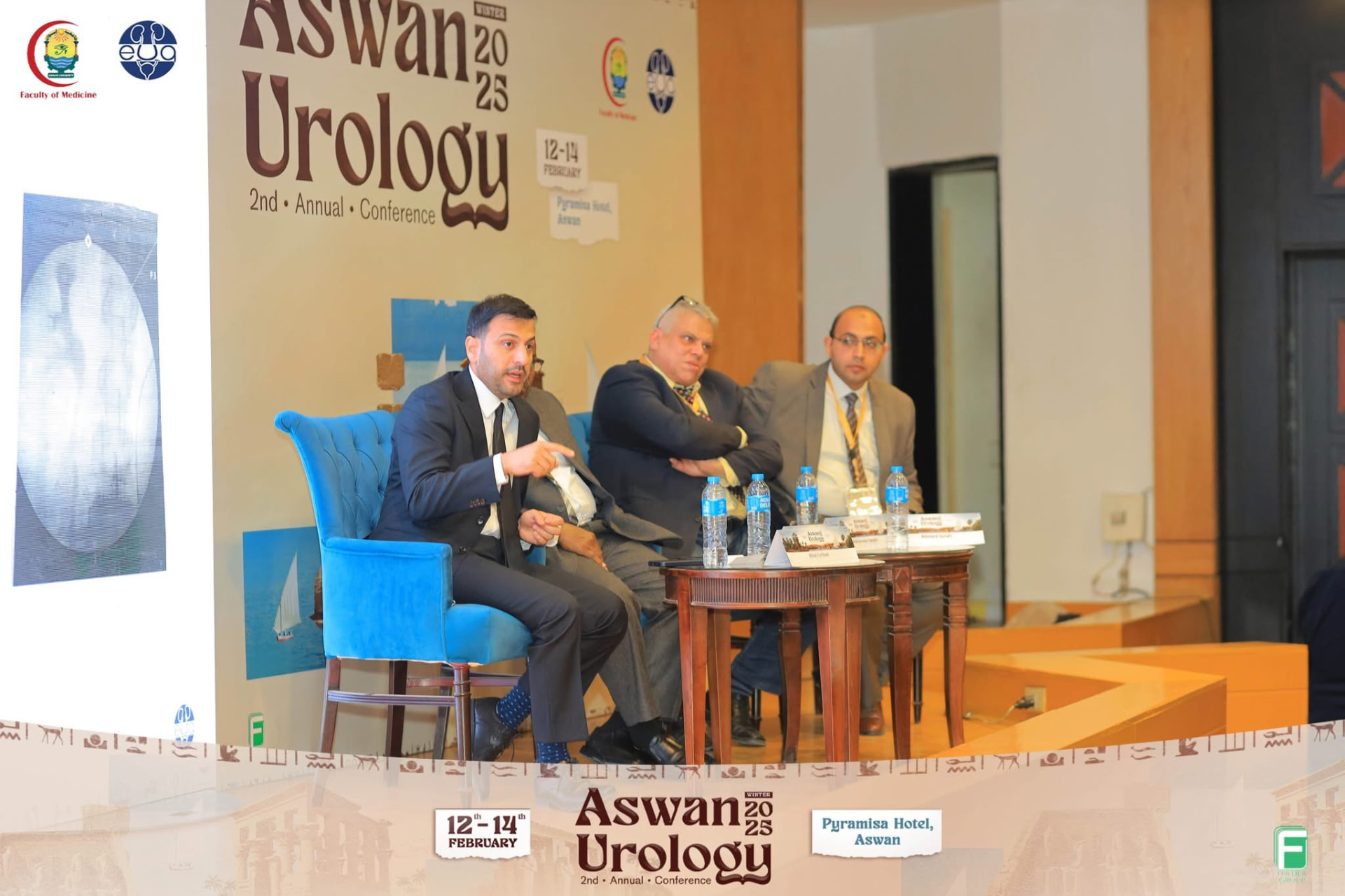 Dr. Farhan speaking on an expert panel at the Aswan Urology Conference